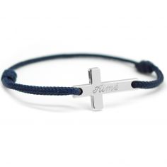 Bracelet cordon croix personnalisable (argent 925) - Petits trésors