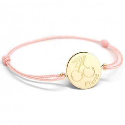 Bracelet cordon Cerise personnalisable (plaquÃ© or)