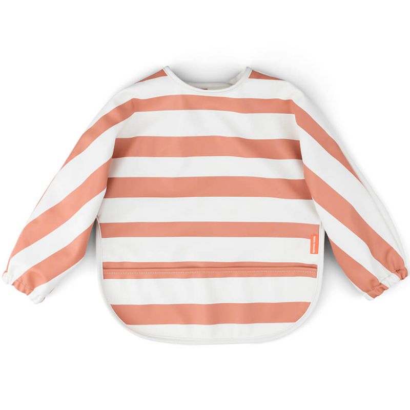 Bavoir à manches avec poche Stripes papaye Done by Deer