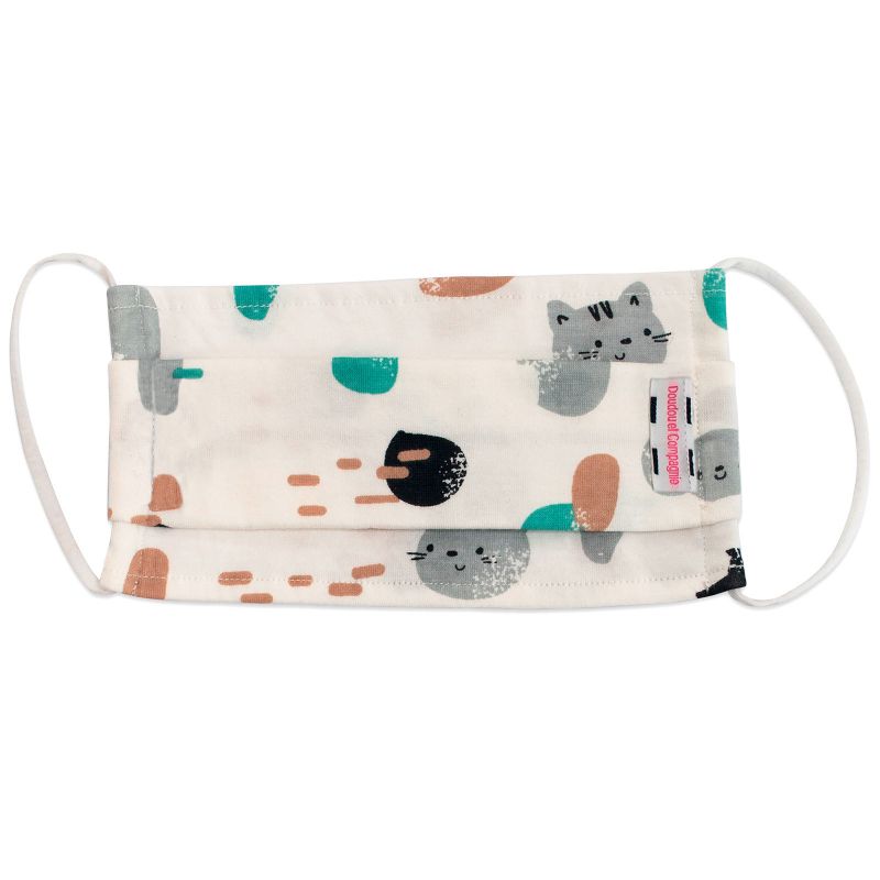 Masque de protection lavable en coton bio chat gris (4-7 ans) Doudou et Compagnie