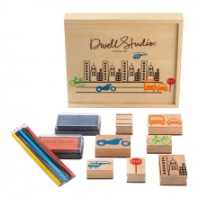Kit tampons et crayons de couleurs ' City '  par Dwellstudio