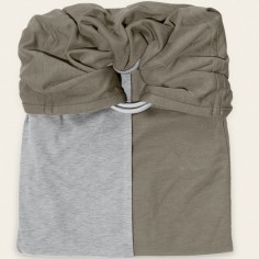 Petite écharpe sans noeud vert olive et gris chiné