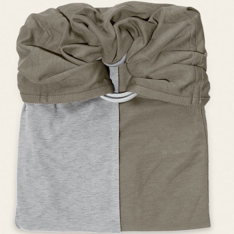 Petite écharpe sans noeud vert olive et gris chiné Love Radius