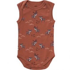 Body sans manches en coton bio Deer amber brown (3-6 mois : 60 à 67 cm) - Fresk