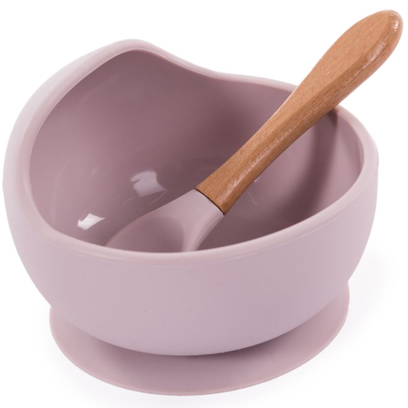 Bol ventouse et cuillère rose Bo Jungle