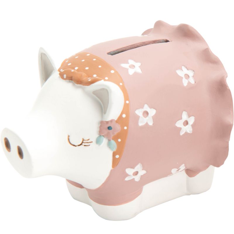 Tirelire cochon rose Sofia et Olga reines de la Taïga (8 x 12 cm) Amadeus Les Petits