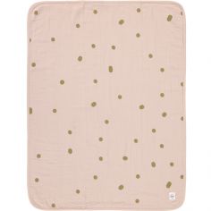 Couverture en mousseline de coton bio Dots rose poudré (75 x 100 cm)