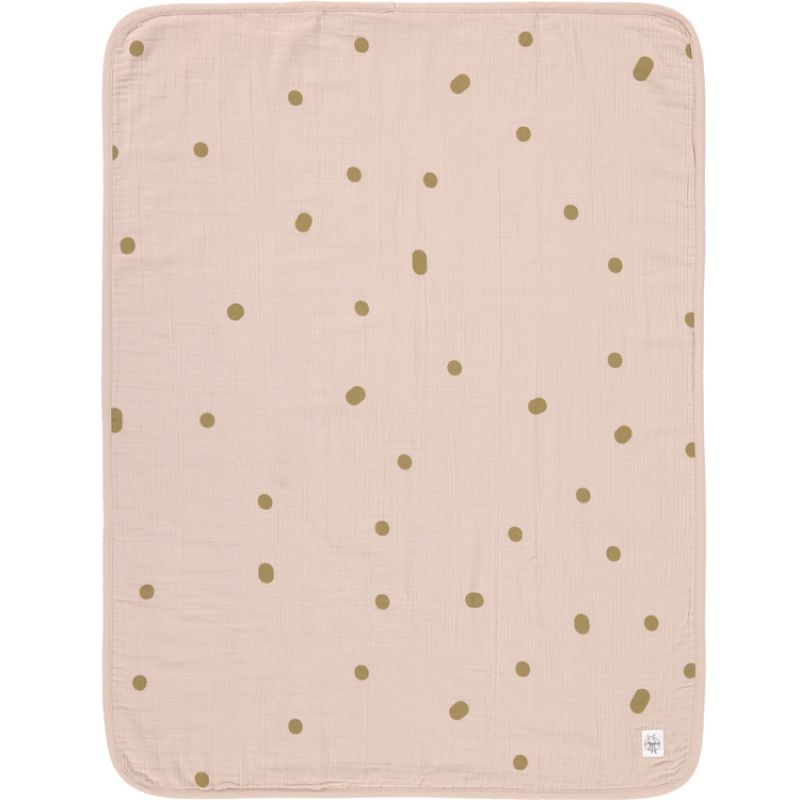 Couverture en mousseline de coton bio Dots rose poudré (75 x 100 cm) Lässig