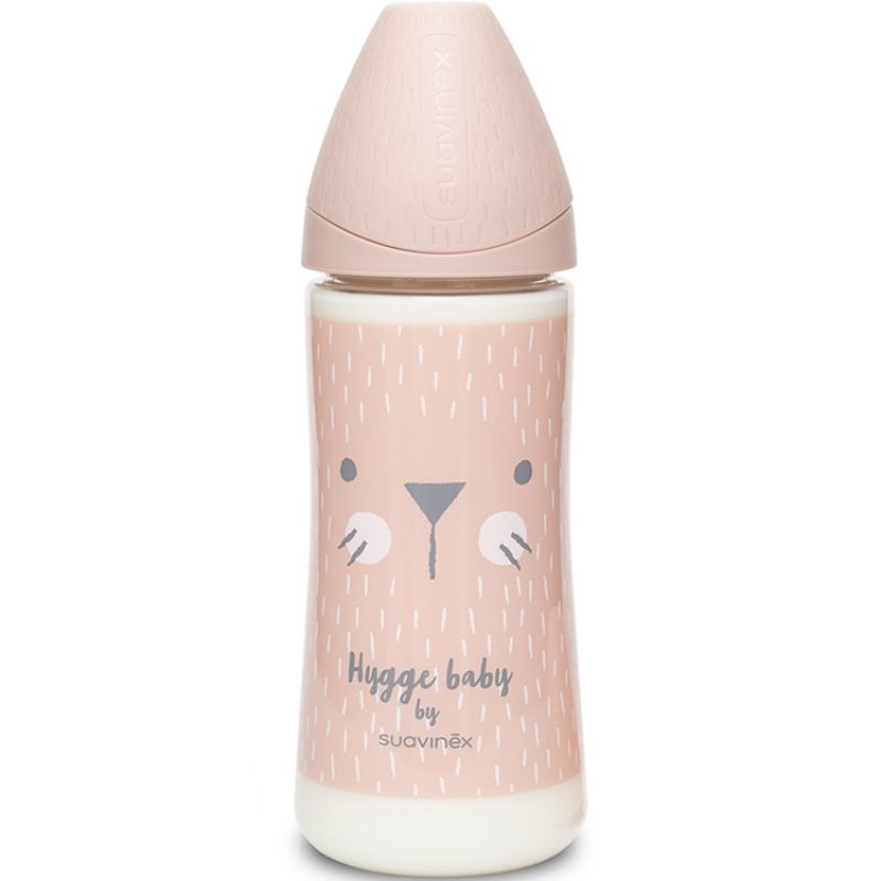 Biberon Hygge Baby moustaches lapin rose (360 ml) Suavinex