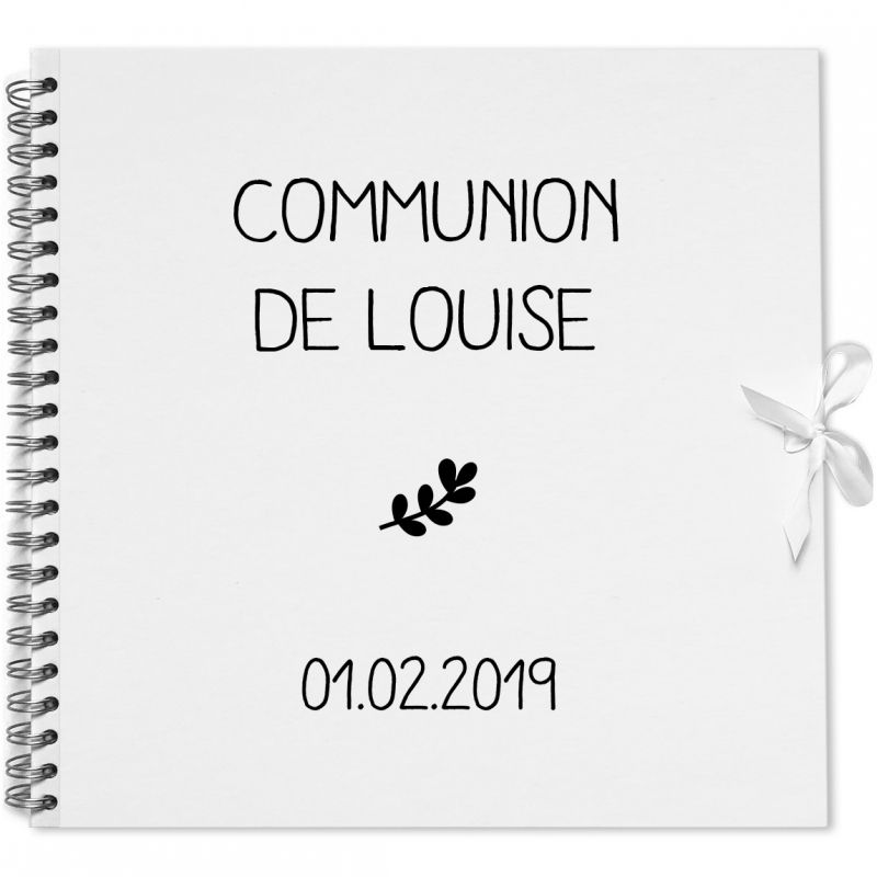 Album photo communion personnalisable blanc et noir (30 x 30 cm) Les Griottes