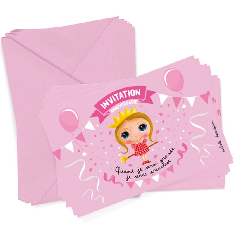 Lot de 6 cartes d'invitation Princesse Isabelle Kessedjian