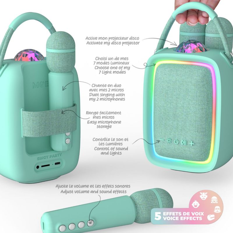 Enceinte karaoké Singy Party Blue MOB Produit 5
