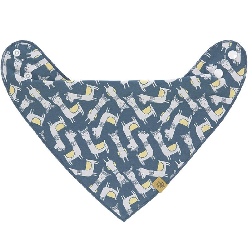 Bavoir bandana en coton bio Glama Lama bleu Lässig