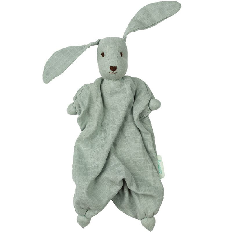 Doudou plat en mousseline Tino vert d'eau Hoppa