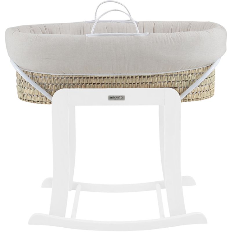 Couffin avec support blanc et habillage beige Nature Micuna