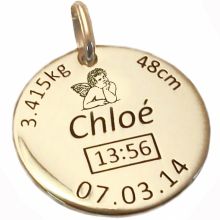 Médaille de naissance ange personnalisable (or jaune 375°)  par Alomi