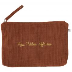 Baby trousse gaze de coton brodée Mes Petites Affaires toffee - BB & Co