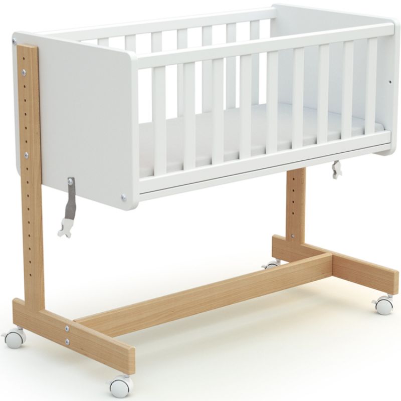 Berceau CoDodo évolutif en bois de hêtre Confort blanc et beige AT4