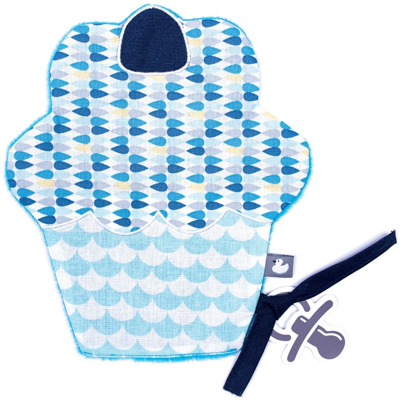 Doudou plat attache sucette Cupcake turquoise et blanc BB & Co