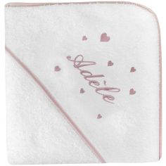 Cape de bain coeur rose personnalisable (80 x 80 cm) - ANVIE