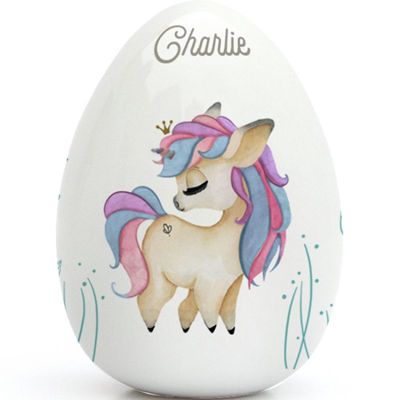 Oeuf en porcelaine Licorne (personnalisable) Gaëlle Duval