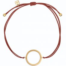 Bracelet sur cordon bordeaux cercle Geometric (vermeil doré)  par Coquine