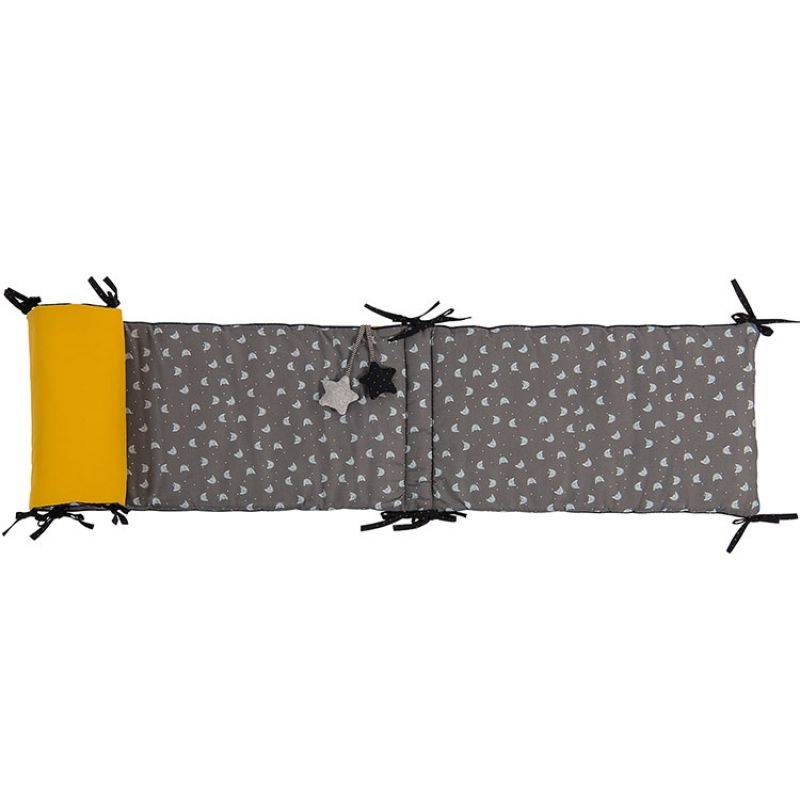 Tour de lit gris Les Moustaches (pour lits 60 x 120 et 70 x 140 cm) Moulin Roty