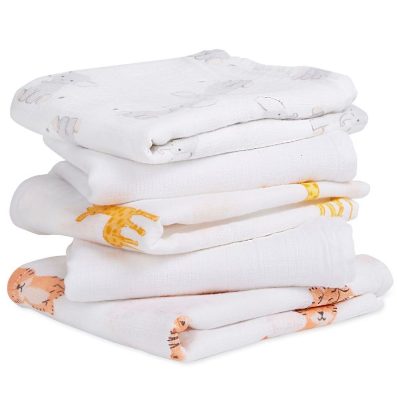 Lot de 5 langes en coton Safari babes (60 x 60 cm) aden + anais