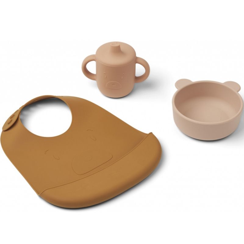 Coffret repas en silicone Connor Mr bear rose multi mix (3 pièces) Liewood