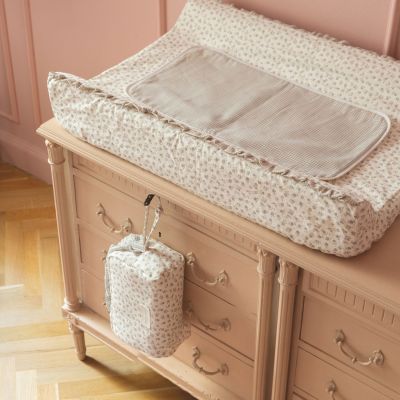 Matelas à langer avec housse Little Bloom Fleurs Gris