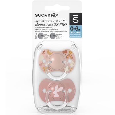 Suavinex 2 sucettes symétriques SX PRO Into the forest rose (0-6 mois)