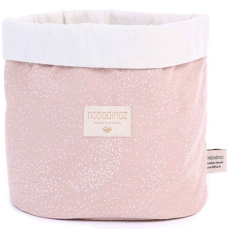 Panier de toilette en tissu Panda White bubble Misty pink (20 x 24 cm) Nobodinoz