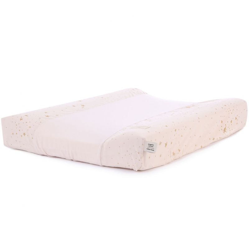 Housse de matelas à langer Calma coton bio Gold stella Dream pink (50 x 70 cm) Nobodinoz
