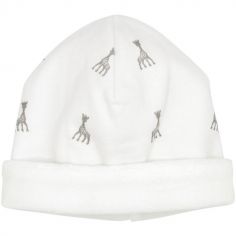 Bonnet de naissance en coton blanc Sophie la girafe (1-3 mois) - Trois Kilos Sept