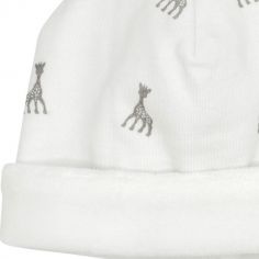 Bonnet de naissance en coton blanc Sophie la girafe (1-3 mois)