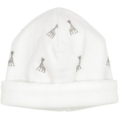 Bonnet de naissance en coton blanc Sophie la girafe (1-3 mois) Trois Kilos Sept