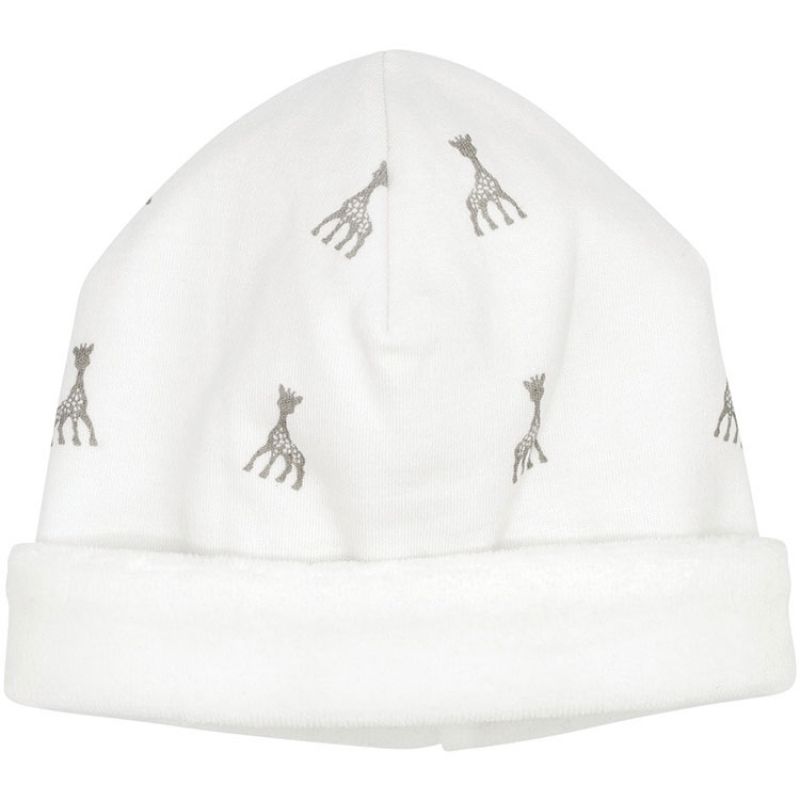 Bonnet de naissance en coton blanc Sophie la girafe (1-3 mois) Trois Kilos Sept Produit 1