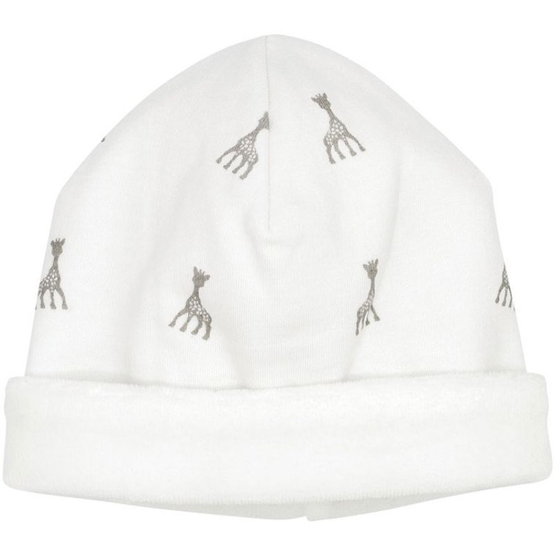 Bonnet en coton blanc Sophie la girafe (1-3 mois) Trois Kilos Sept Produit 1 grande taille