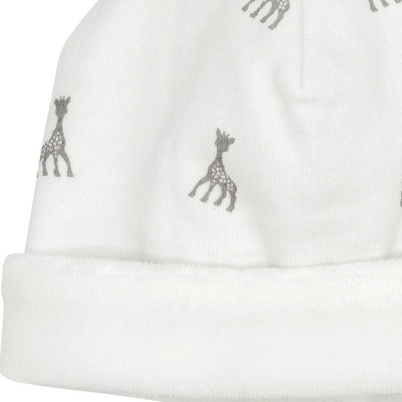 Bonnet de naissance en coton blanc Sophie la girafe (1-3 mois) Trois Kilos Sept Produit 2