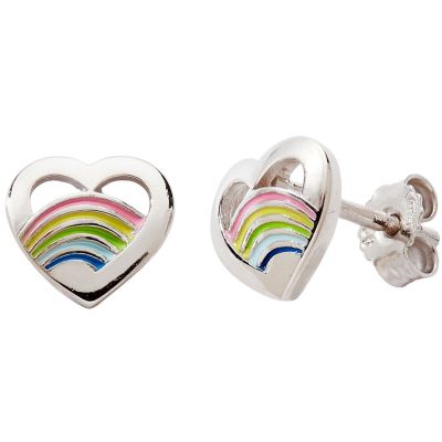 Boucles d'oreilles Cœur Arc-en-ciel (argent)