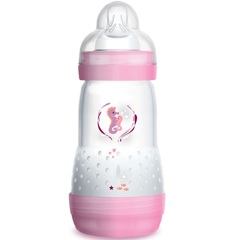 Biberon Easy Start anti-colique rose hippocampe - débit 2 moyen (260 ml) MAM