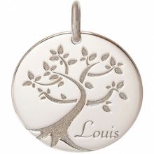Médaille de naissance Louis personnalisable 18 mm (or blanc 750°)  par Je t'Ador