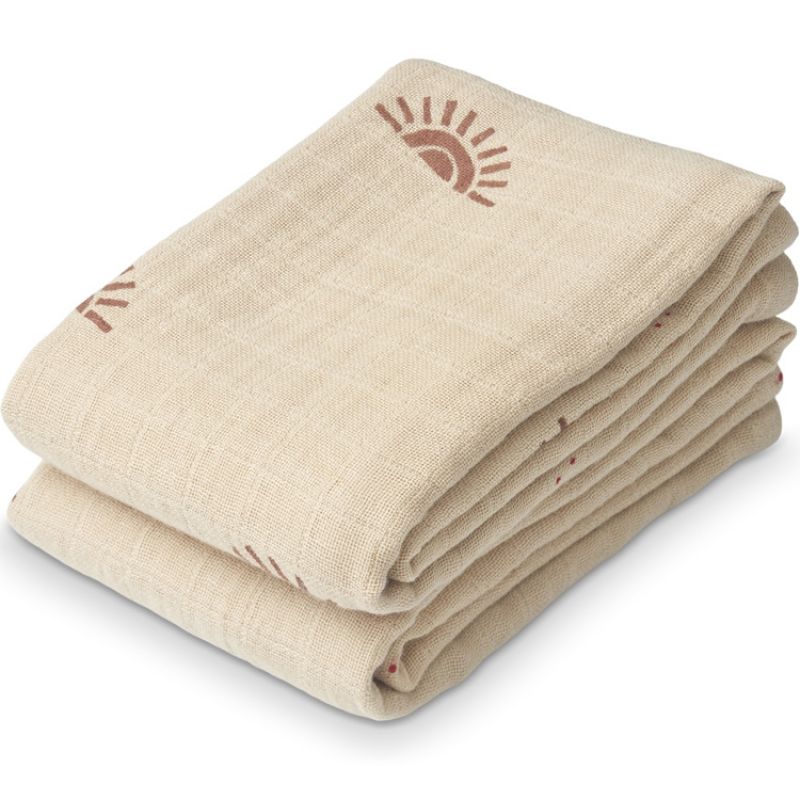 Lot de 2 langes en coton bio Lewis Sunset apple blossom mix (65 x 65 cm) Liewood
