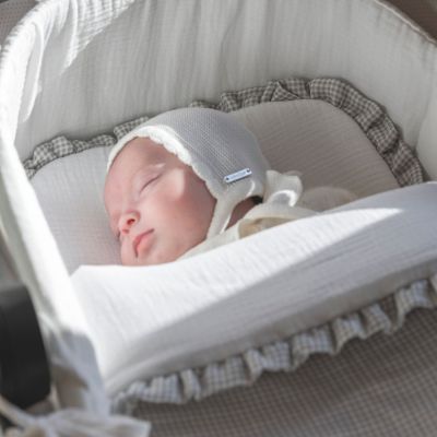 Habillage couffin Moïse Little Bloom Vichy Gris TOG 2,5