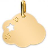 Médaille nuage et étoile ajourée personnalisable (or jaune 375°)