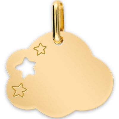 Médaille nuage et étoile ajourée personnalisable (or jaune 375°) Lucas Lucor