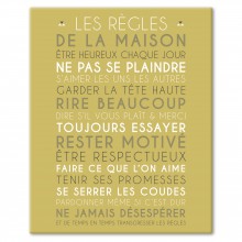 Tableau Les Règles de la maison jaune (33 x 41 cm)  par Mes Mots Déco