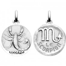 Médaille signe Scorpion (avec revers) (or blanc 750°)  par Becker