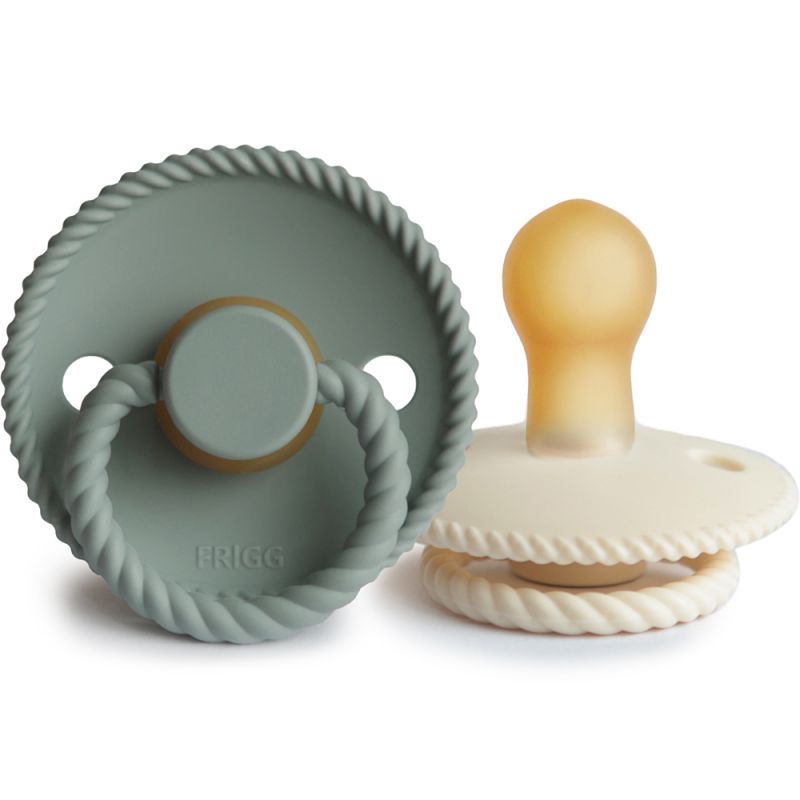 Lot de 2 sucettes en latex Rope Cream-Sage (6-18 mois) Frigg