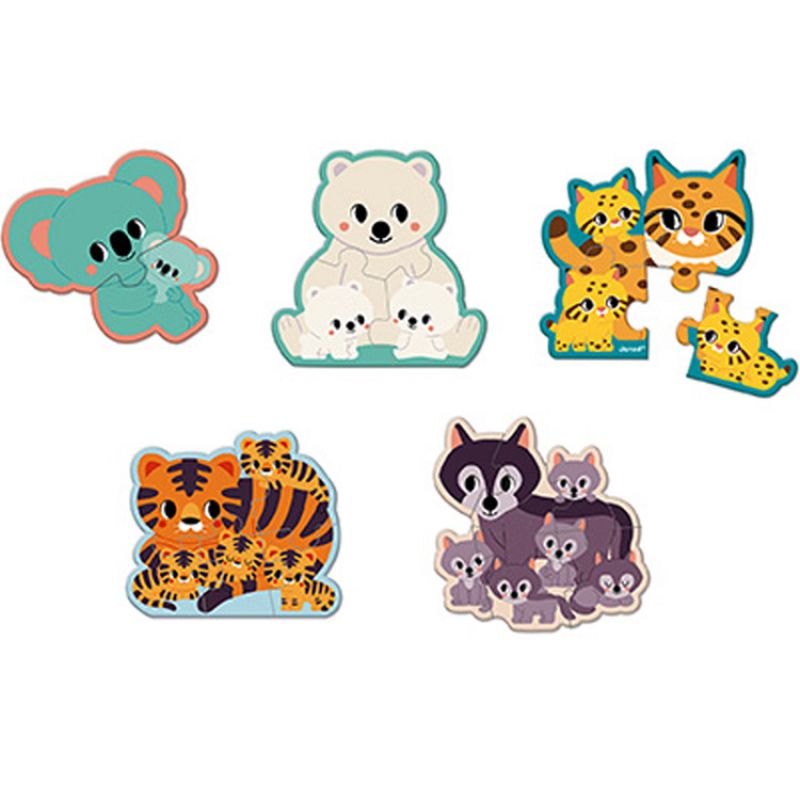Set de 5 petits puzzles Animaux WWF (2 à 6 pièces) Janod